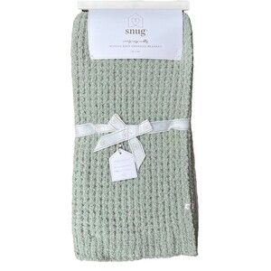 Snug Green Waffle Knit Chenille Baby Blanket Cozy Plush Soft 30x40 Unisex New